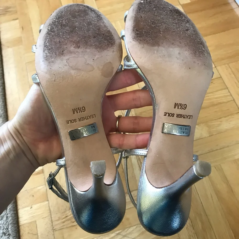 Badgley Mischka Silver Dress Sandals Heels Ava II - Picture 6 of 6